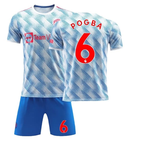 21-22 sæson Red Devils hjemme nr. 7 C Ronaldo blå trøje sæt fodbolduniform nr. 6 Pogba