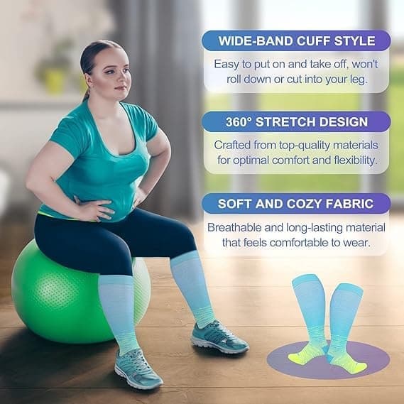 [LCS] Plus Size Kompressionsstrømper til Kvinder & Mænd, Brede Lægge, Ekstra Store Knæhøje Strømper farve6 farve6 farve6 2XL