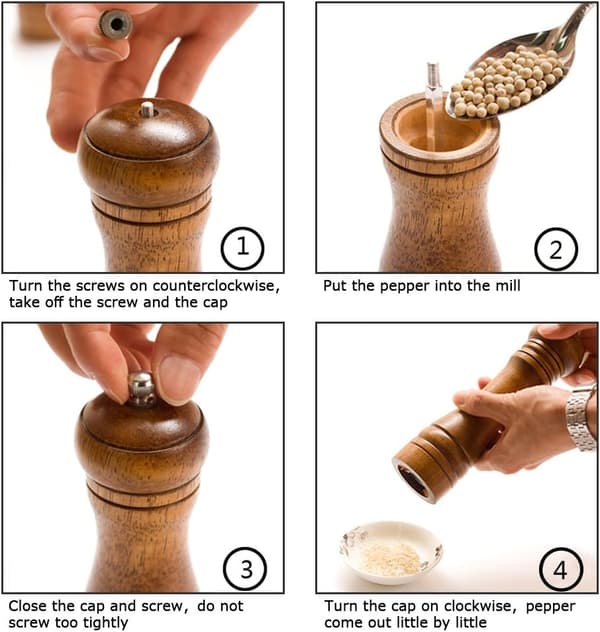 Ninonly Manual Pepper Mill Salt Mill Classic Pepper Grinder