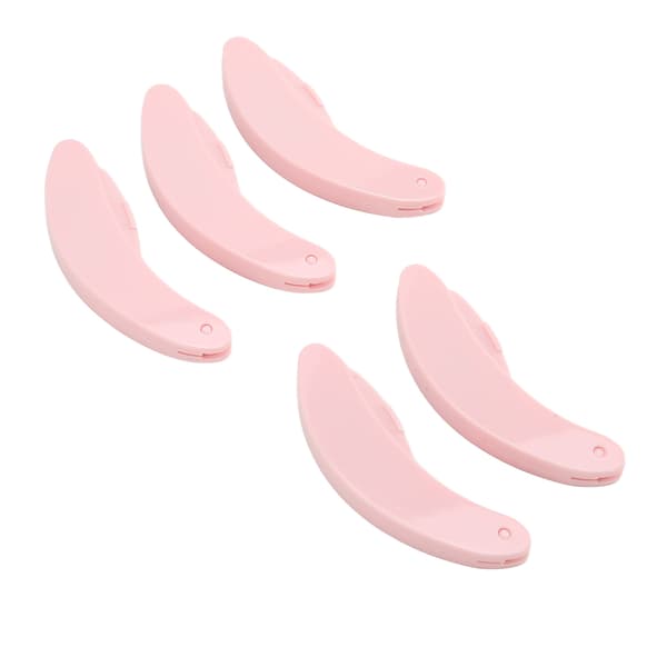 5 Pcs Curved Handle Eyelash Comb Stainless Steel Foldable Eyelash Comb Tool for Makeup Pink