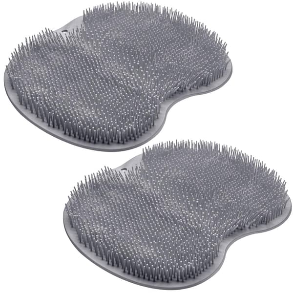 2-pakks eksfolierende dusjfotskrubbematte med ryggskrubber og sugekopper [JUN] Grå&grå Gray&gray