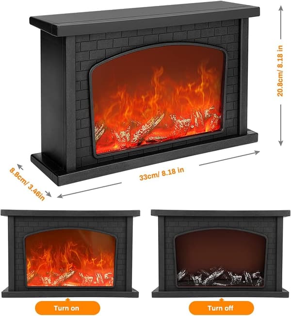 Rektangulær LED-pejselampe med flammeeffekt