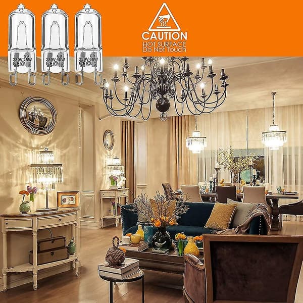 20 pcs G9 Halogen Bulbs, 40W Clear Dimmable Halogen Lamps, Warm White 2800K for Chandeliers, Pendants, Landscape Lighting