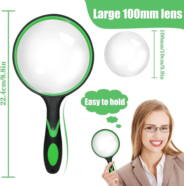 Reading Magnifying Glass 100mm Large Portable 10x Magnifier with