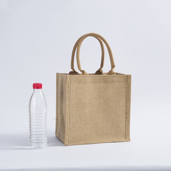 Jute-handlepose, kvadratisk B25*H25*D18cm brun bomullsrem