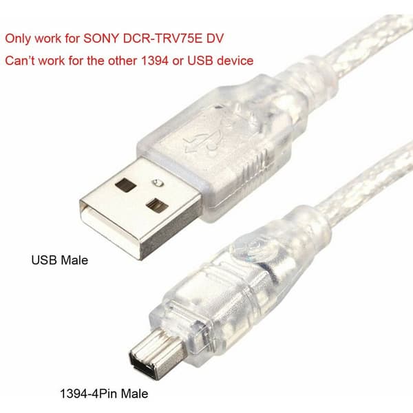USB hann til Firewire IEEE 1394 4-pinners hann iLink-adapterkabel for Sony DCR-TRV75E DV