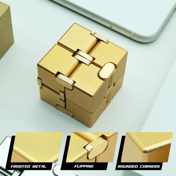Metall Infinity Cube Anti Stress Aluminiumlegering Lett å spille Kontor Flip Cube Fidget Leketøy Barn Voksne