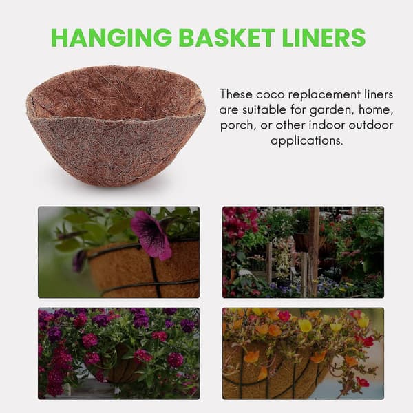 6 Pieces 25 cm Half-Round Insert Semi-Circle Coco Fiber Replacement Liners For Hanging Baskets Garden F