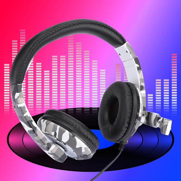 Hovedmonteret telefon computer gaming hovedtelefoner headset til PS4 hvid camouflage