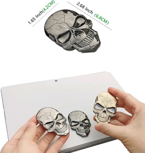 Bildekal - 3D Metall Döskalle Biltillbehör för Bildekaler