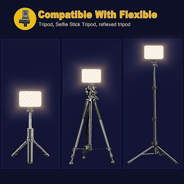 Selfie-lampe, 60 LED Genopladelig Telefonlampe med Klemme, 3 Lys & Uendelige Justeringstilstande, 2000mAh Selfie-lampe til Iphone Tiktok-SDR DB