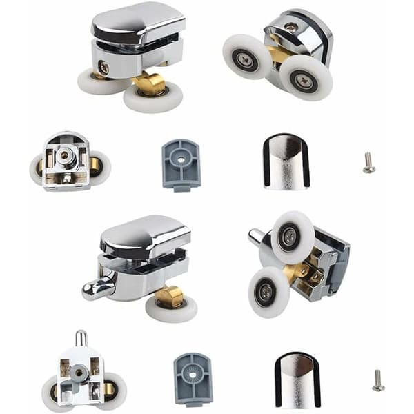 Replacement Kit with 4 Double Wheels Double Wheels Replacement Fastening Wheels Sliding Door Roller Roller Door Wheels for Shower Door 23mm