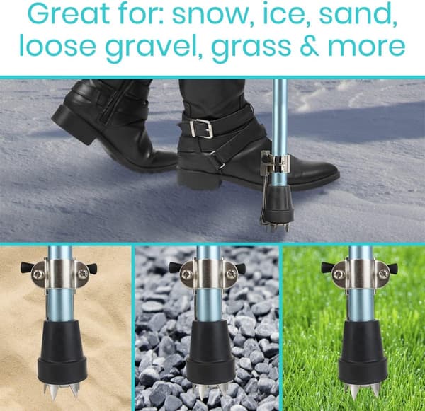 Ispigge til stokke - All-terræn kraftig (2-pak) Udtrækkelig metalgangstangsfæste med 5 pigge - Cyslmuk®