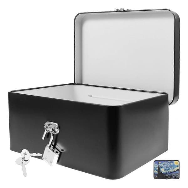 Starry Night Tin Metal Storage Box with Lock for Treasures and Keepsakes