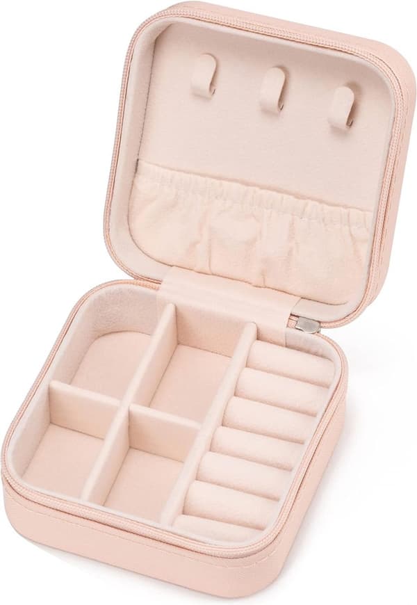 Smyckeskrin, Bärbar Rese Mini Läder Ring Förvaringslåda, Rosa