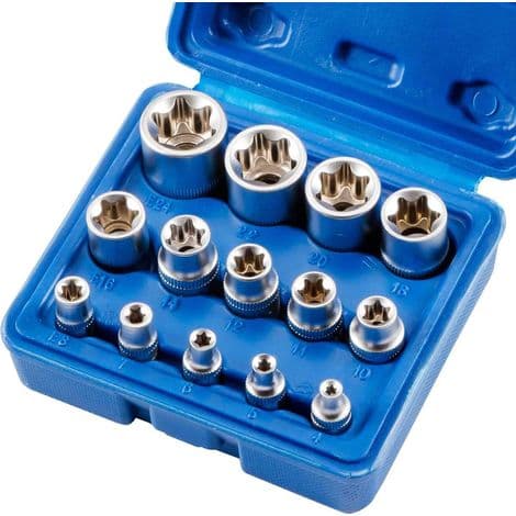 14-osainen sisäpuolinen Torx-hylsysarja E4-E24 E-Torx kuusikulmainen