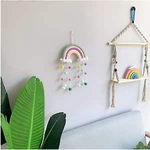 Regnbuevægdekoration med farverige bolde til børneværelse, pigeværelse, babyshower, børnehave