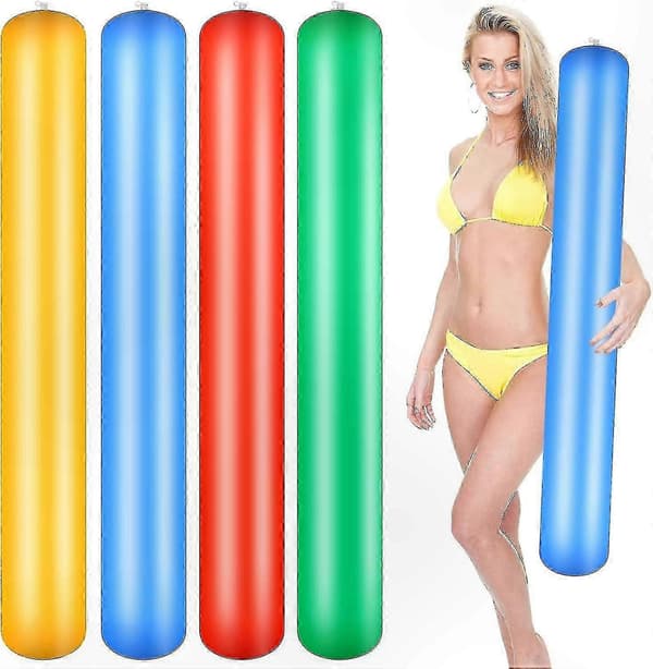 4-pack 105 cm uppblåsbara PVC-pinnar för vattenlekar, pool- och strandnöje för alla åldrar