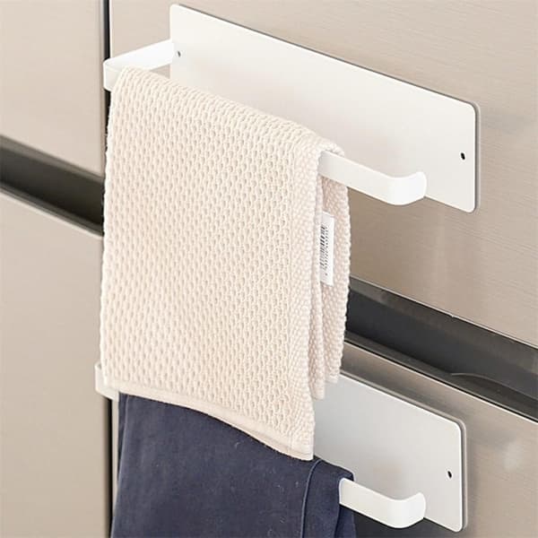 Papirholder til montering under skab i kulstofstål - selvklæbende uden boring til køkken og badeværelse, kompakt pladsbesparende design Hvid White