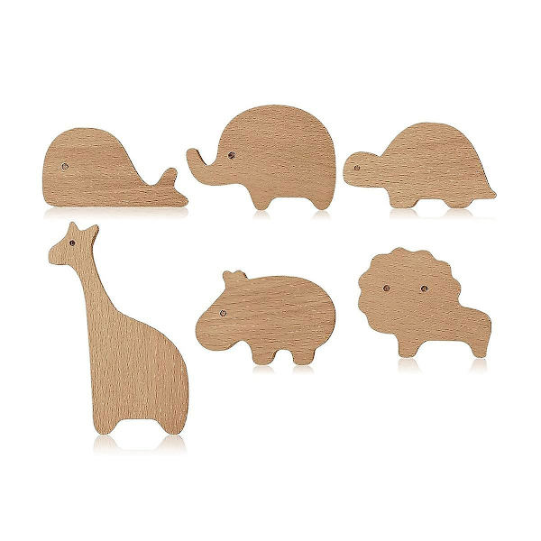 Decorative Wooden Animal Knobs, Cabinet Knobs with Screws, Dresser Knobs, Marine Animal Wooden Knobs, 6 Pcs