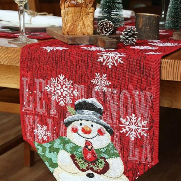 Julebord Julebordløper til spisestue Snømannbord til julebordsdekorasjoner