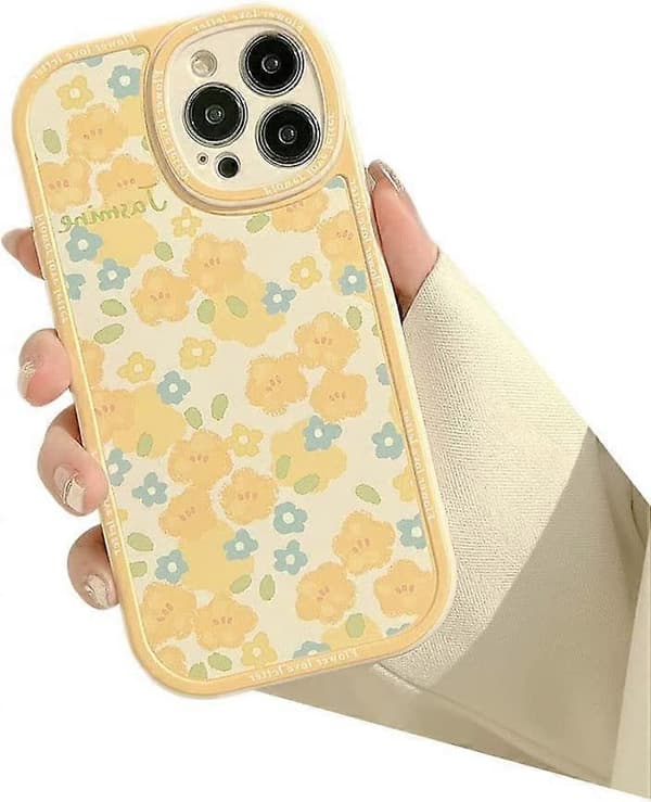 Søtt blomstret mykt iPhone-deksel (gul, iPhone 7/8 Plus)