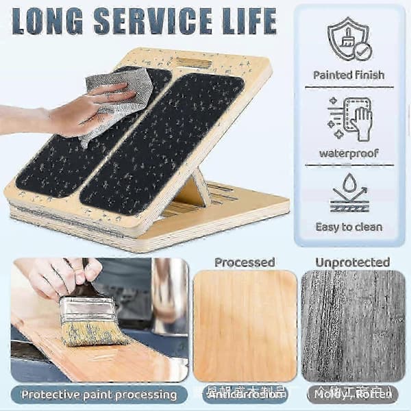 Professional Slant Board, Adjustable Wooden Calf Stretcher, Ankle Stretcher Board with Resistance Bands, Portable Foldable Design Exercise rope only Exercise rope only