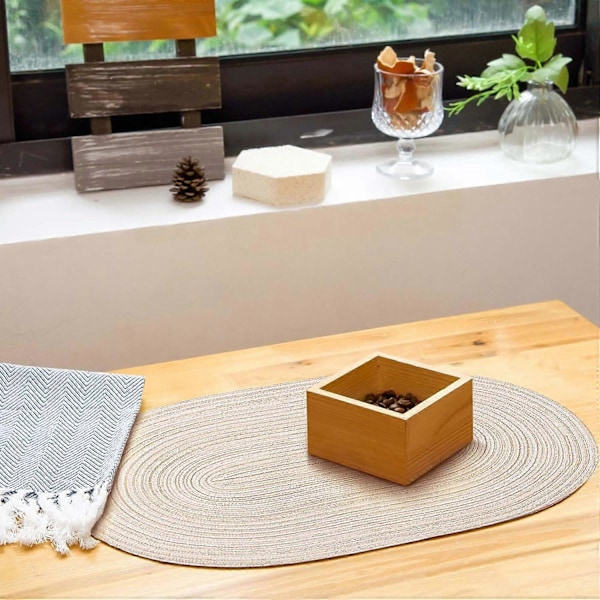 Bordsunderlag 12x18 tommer Sett med 6 for spisebord Naturlige vevde varmebestandige bordbrikker (Oval Beige) LGL