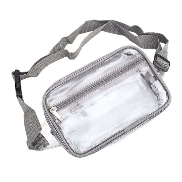 Vattentät Transparent Väska - Stor Kapacitet, Justerbar Rem, Transparent PVC Bröstväska för Sport och Resor (Grå)