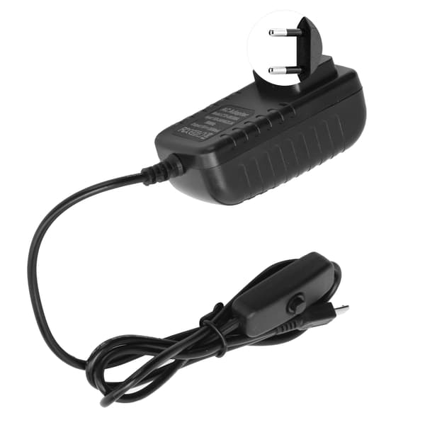 Strømforsyning for Raspberry Pi 5V 3A med bryter Integrert Micro USB-adapter 100‑240VEU-plugg