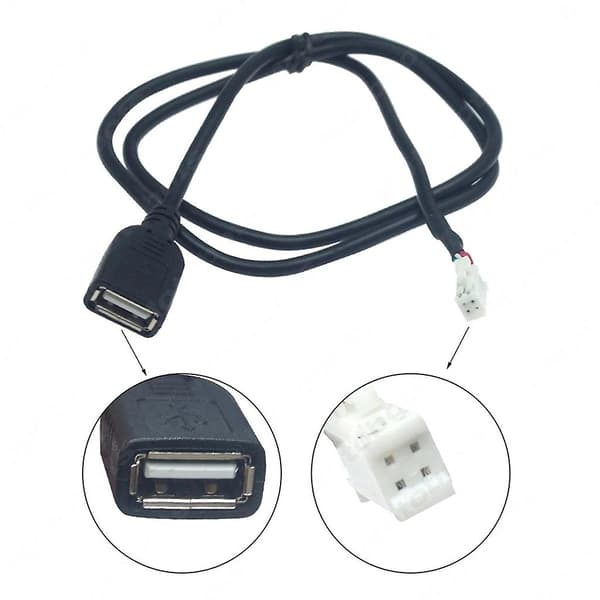 2 stk. 4-benet+6-benet stik USB-kabel til bilradio stereo 1m USB-kabel USB-adapter