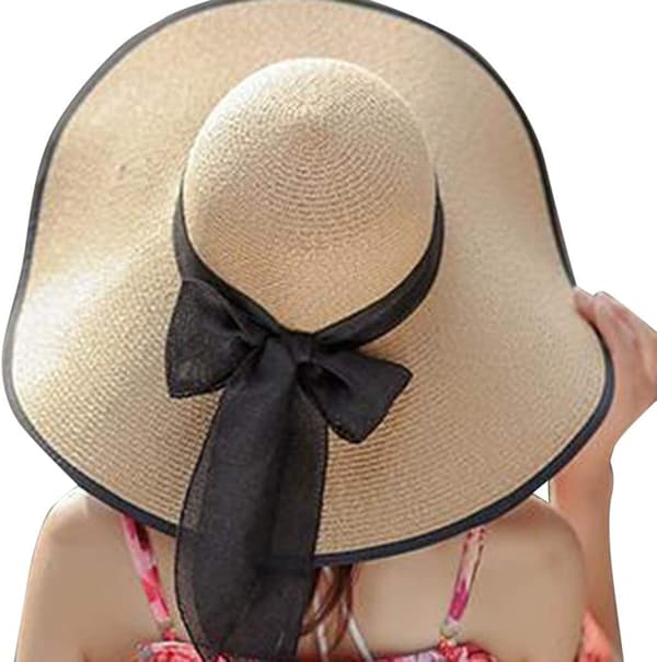 Dame strå solhatt, stor bred brem UPF 50+ (Khaki)