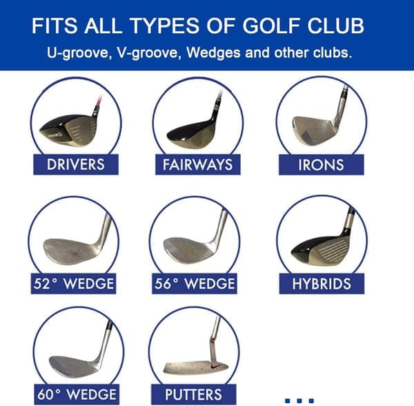 Golfkølle Groove Sharpener, Regrooving Værktøj og Renser til Wedges & Jern - Generer Optimal Backspin - Egnet til U & V-riller Sølv Sølv Silver