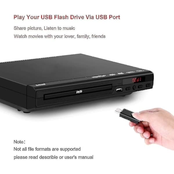 DVD-soitin televisioon, aluevapaa DVD-CD-soitin AV-ulostulo Sisäänrakennettu PAL/NTSC, USB-tulo, kaukosäädin-FA-