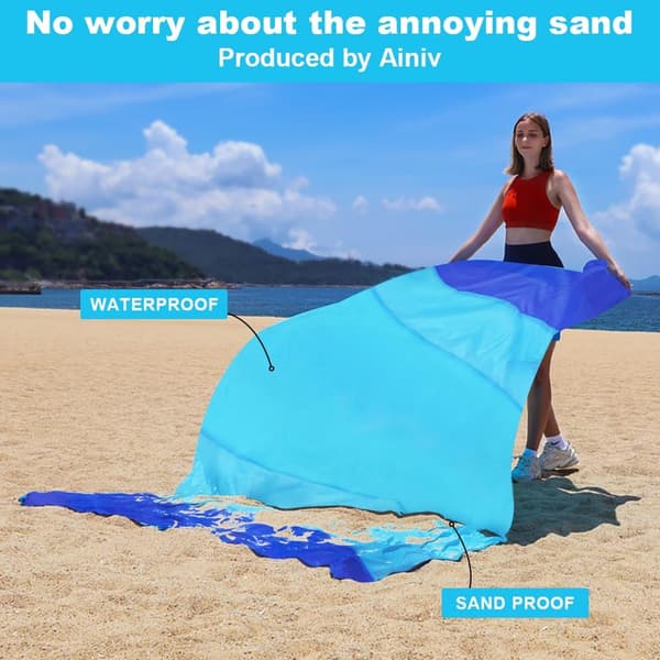 Strandteppe, 210 x 200 cm, Vanntett og Sandavvisende, Perfekt for Camping og Piknik.