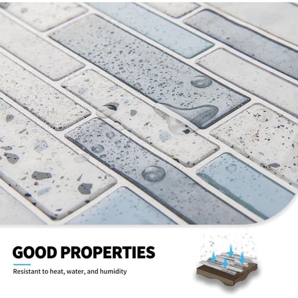 Self-adhesive wall tiles vinyl kitchen tiles marble blue 10-pack