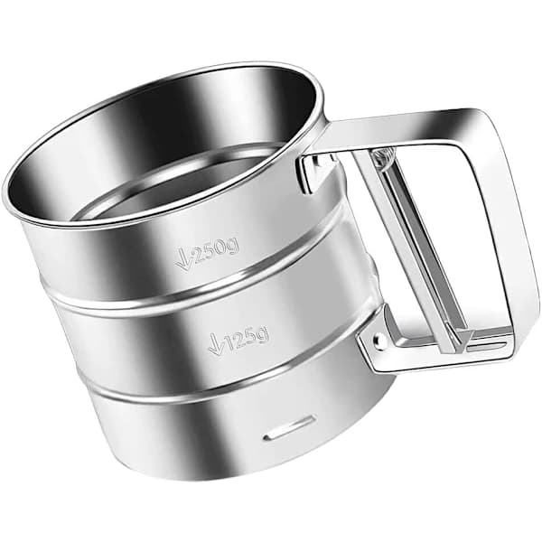 Si i rustfrit stål, pulver sigtekop, holdbart lækagesikkert net, mel sigte af rustfrit stål til mel og flormelis