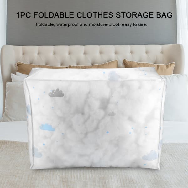 1 pc foldable clothes storage bag felt quilt sweater organizer box pouch suitcase (#2)