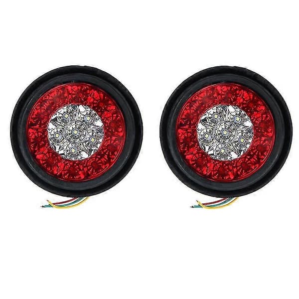 2 stk 16 LED tofargede baklys runde baklys kompatible med lastebiler bremsestopp