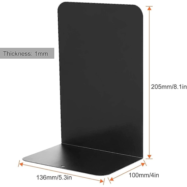4 st Klassiska Bokstöd 20 cm Svarta Tung Metall