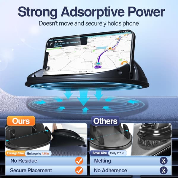 Car Phone Holder, Silicone Mat for Various Dashboards, Non-Slip Desktop Phone Stand