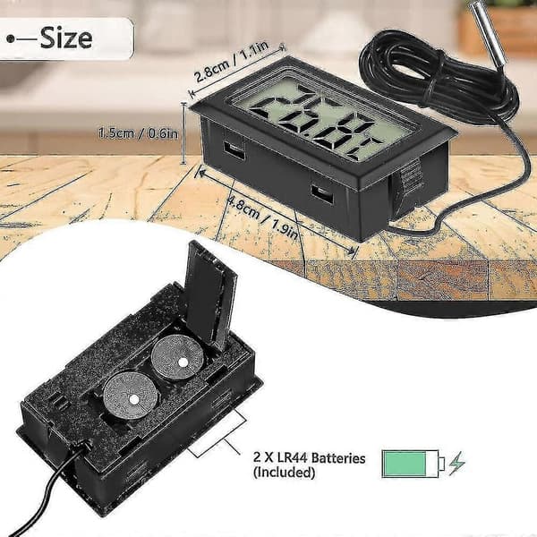 4x Digital LCD-termometer med extern sond för kylskåp frys akvarium-FX-