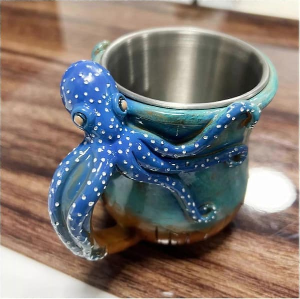 Dive into Every Sip Handmade Octopus Mug, 3D Octopus Coffee Mug