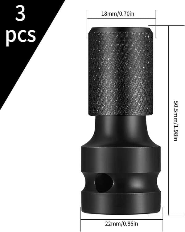 3-pakning 1/2\" pipe til 1/4\" sekskantadapter - Slagtrekkeradapter
