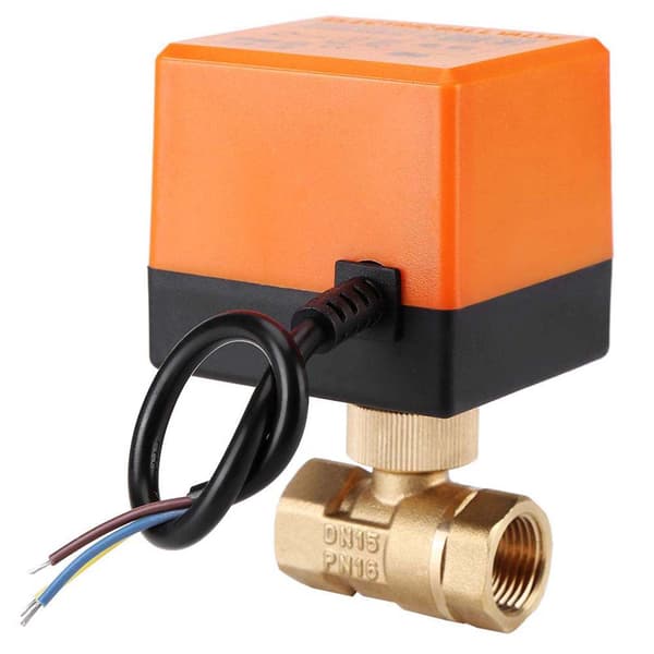 AC 220V Brass Electric Motorized Ball Valve 2-Way 3-Wire 1.6Mpa Thread DN15