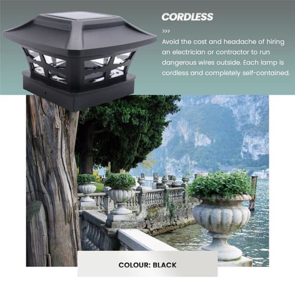 Solar Lights for Posts 2 Lighting Modes Fence Deck LED Lights for Wooden Posts Garden Decoration Black Warm