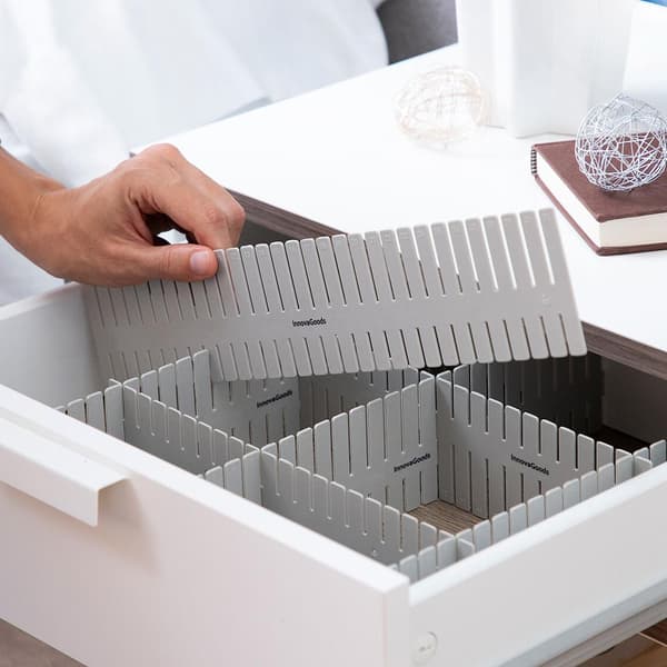 16 mukautettavaa laatikonjakajaa: Järjestä kotisi! harmaa