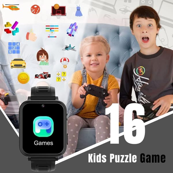 Smartwatch Børn Telefon, Smartwatch Opkald Stemmechat Børn Smartwatch Sort