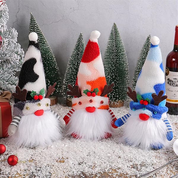 Jul Tomte Dukke Horn med Lys Rudolf Dukke Lysende Dværgepynt til Hjemmet Jul Nytår