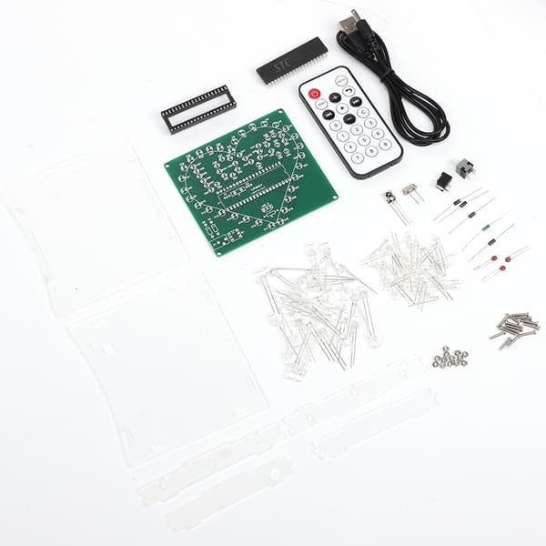 STC51 Single Chip DC4.5-5V Remote Control Heart-shaped LED Light Kit with 2mm Transparent Acrylic Shell